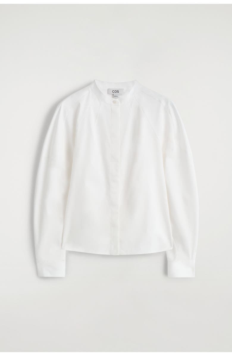 COS Collarless Cotton Shirt, Alternate, color, White