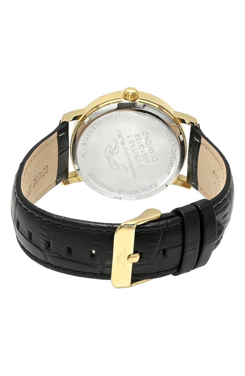PORSAMO BLEU Veritas 1 Croc Embossed Leather Strap Watch, 40mm, Alternate, color, Gold