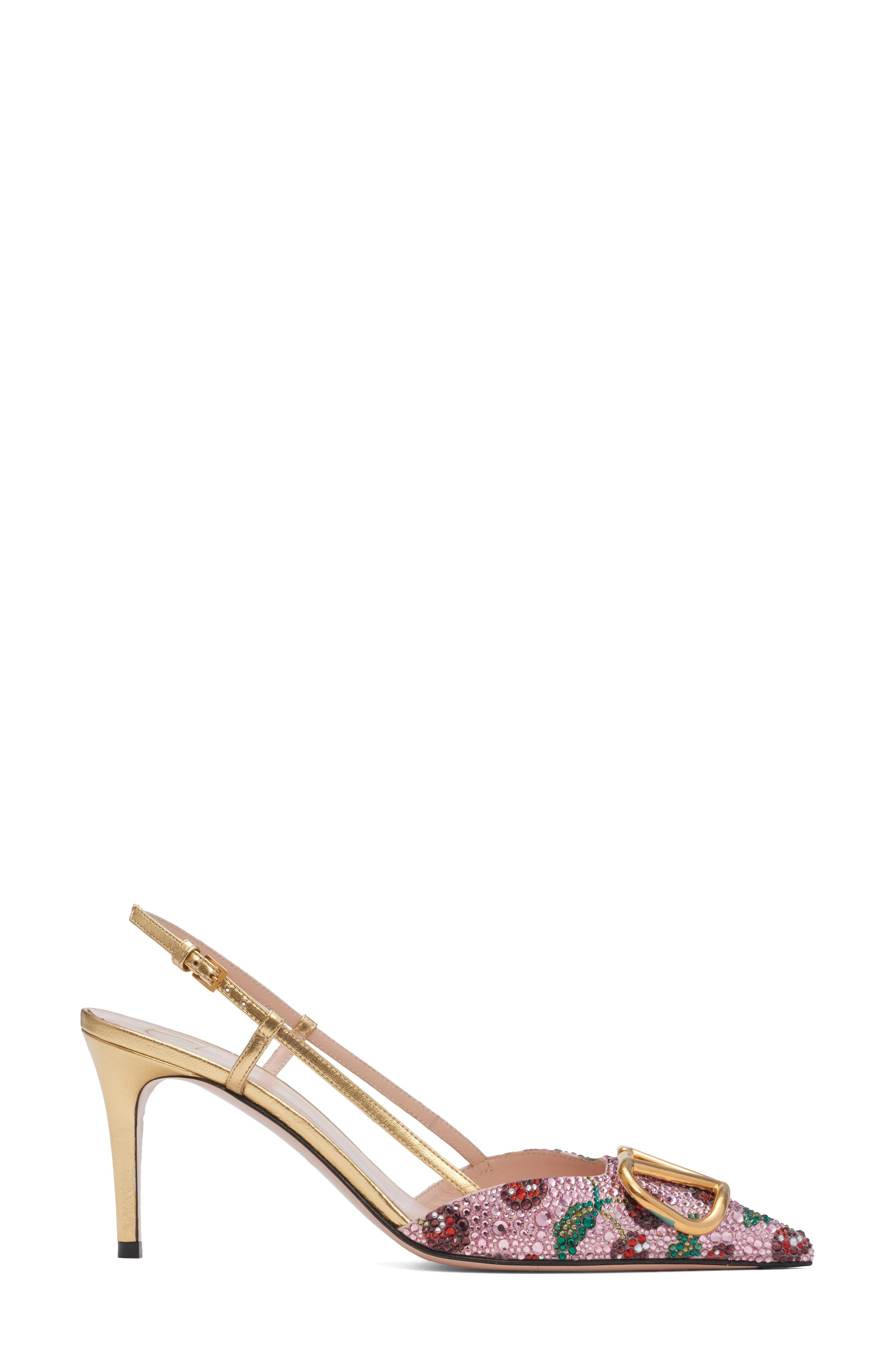 Valentino Garavani VLOGO Signature Cherryfic Crystal Metallic Slingback Pump, Alternate, color, Pink Multi