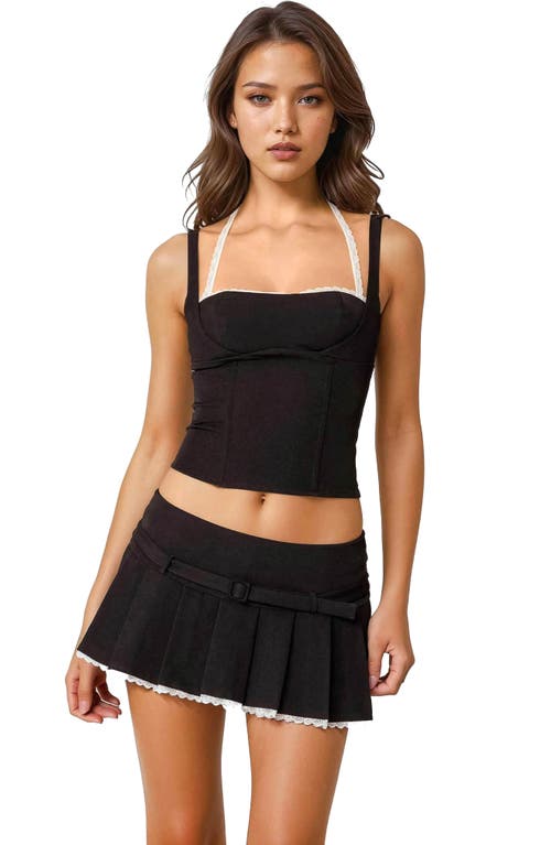 Shop Edikted Lesly Lacy Layered Crop Corset Tank In Black