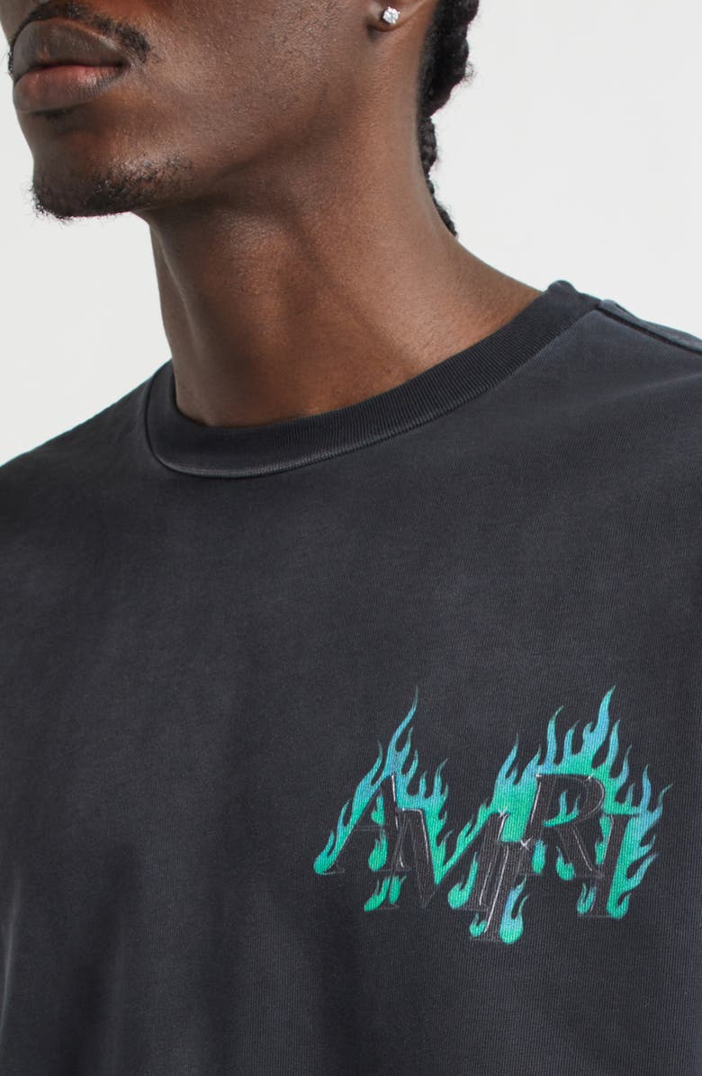 AMIRI Oversize Flames Logo Graphic T-Shirt, Alternate, color, Black