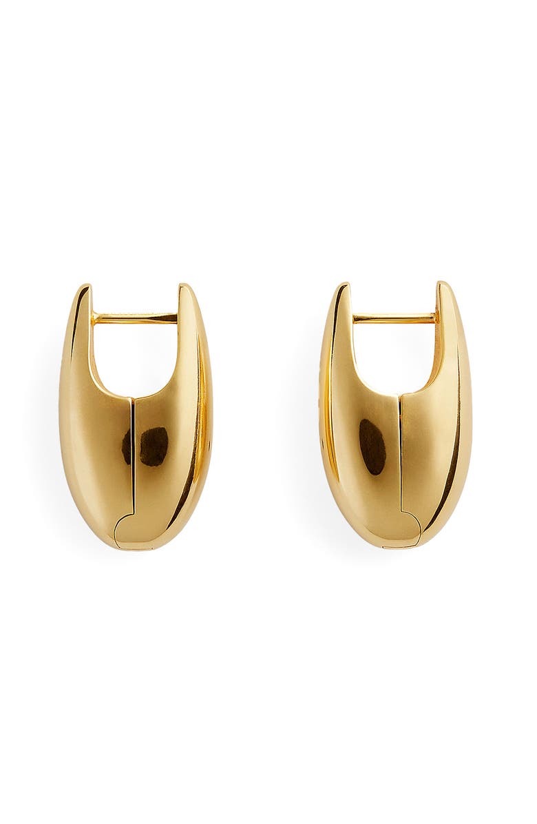 Bottega Veneta Small Ellipse Huggie Hoop Earrings, Main, color, 8120 Yellow Gold
