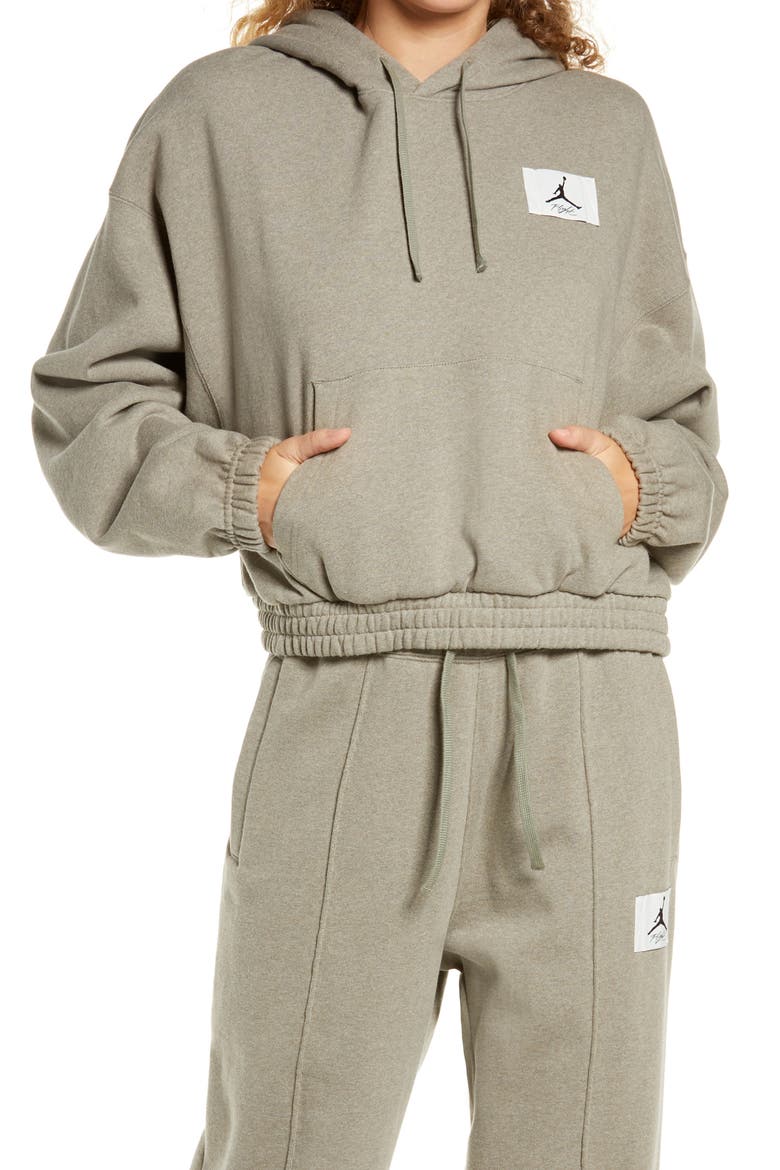 Essentials Fleece Hoodie, Main, color, LIGHT ARMY/ SATURN GOLD