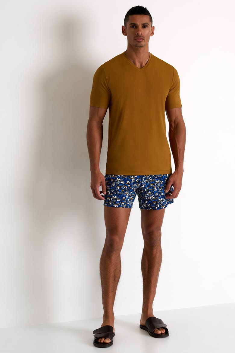 Classic fit stretch swim trunks, Main, color, Print
