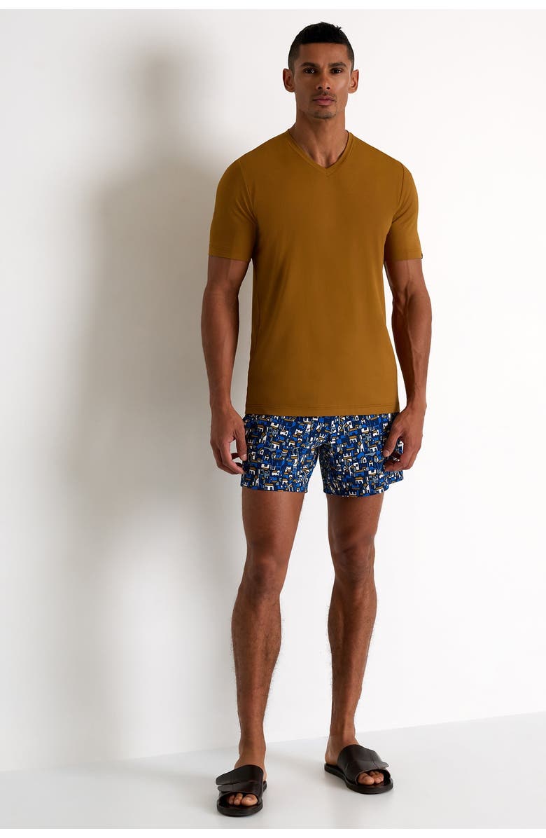 SHAN Classic fit stretch swim trunks, Main, color, Print