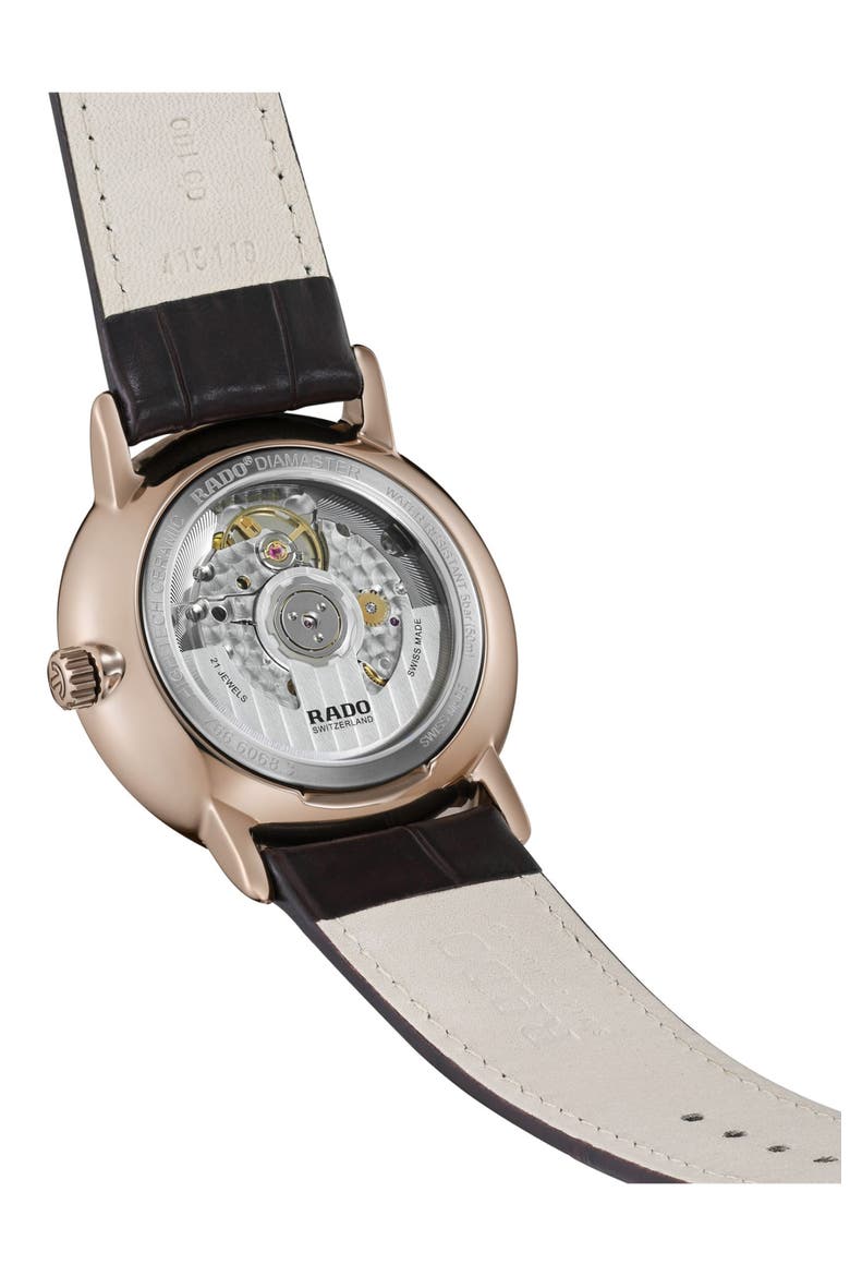 DiaMaster Automatic Leather Strap Watch, 41mm, Alternate, color, BLACK
