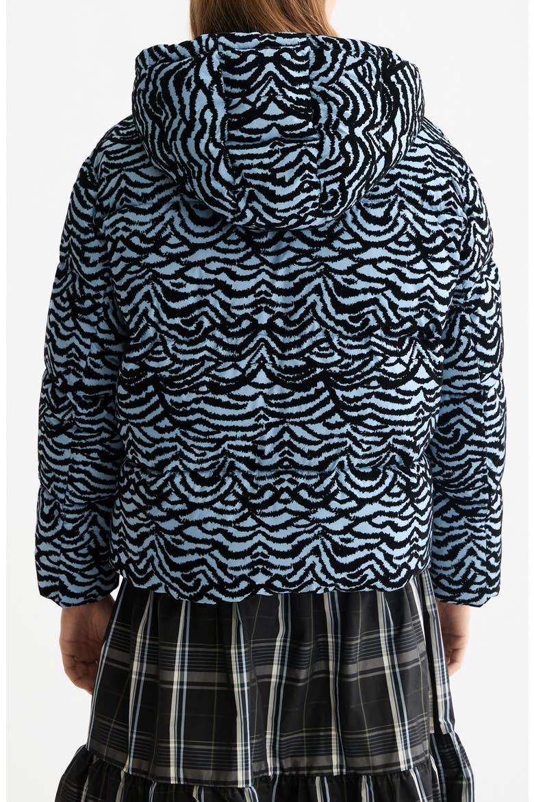 Feather Stripe Hooded Puffer Jacket, Alternate, color, IKAT FEATHER BLUE
