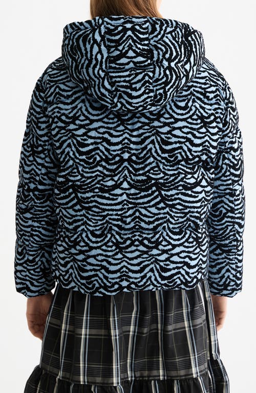 Scotch & Soda Feather Stripe Hooded Puffer Jacket In Blue