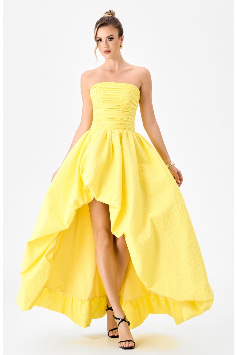 Clover Strapless Balloon Hi Lo, Alternate, color, YELLOW