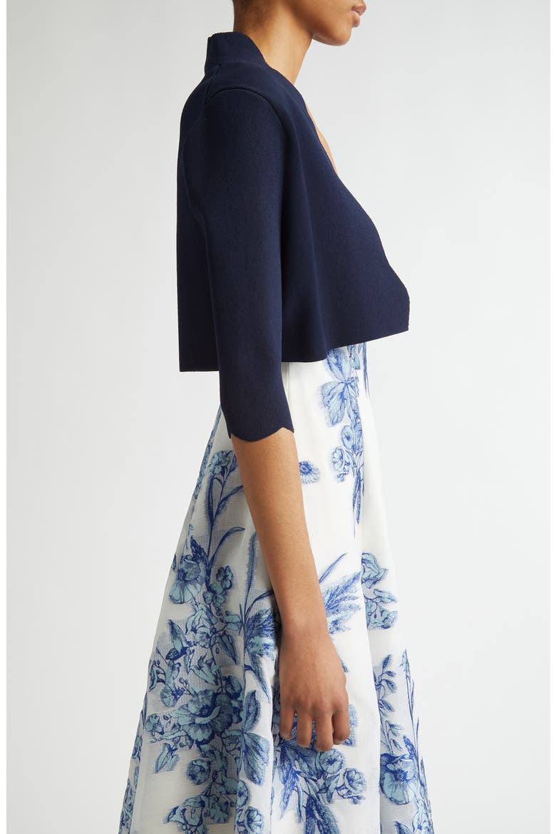 Scallop Trim Bolero, Alternate, color, NAVY