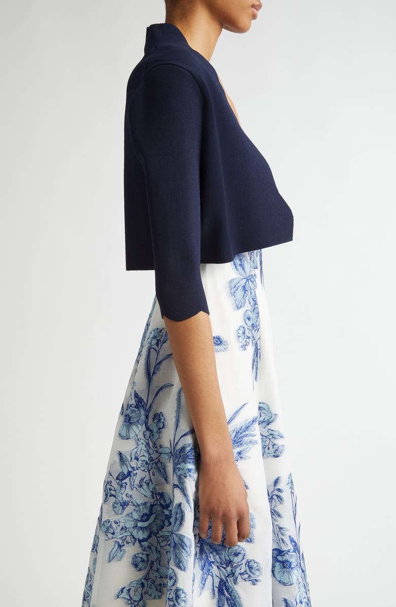 Lela Rose Scallop Trim Bolero, Alternate, color, Navy