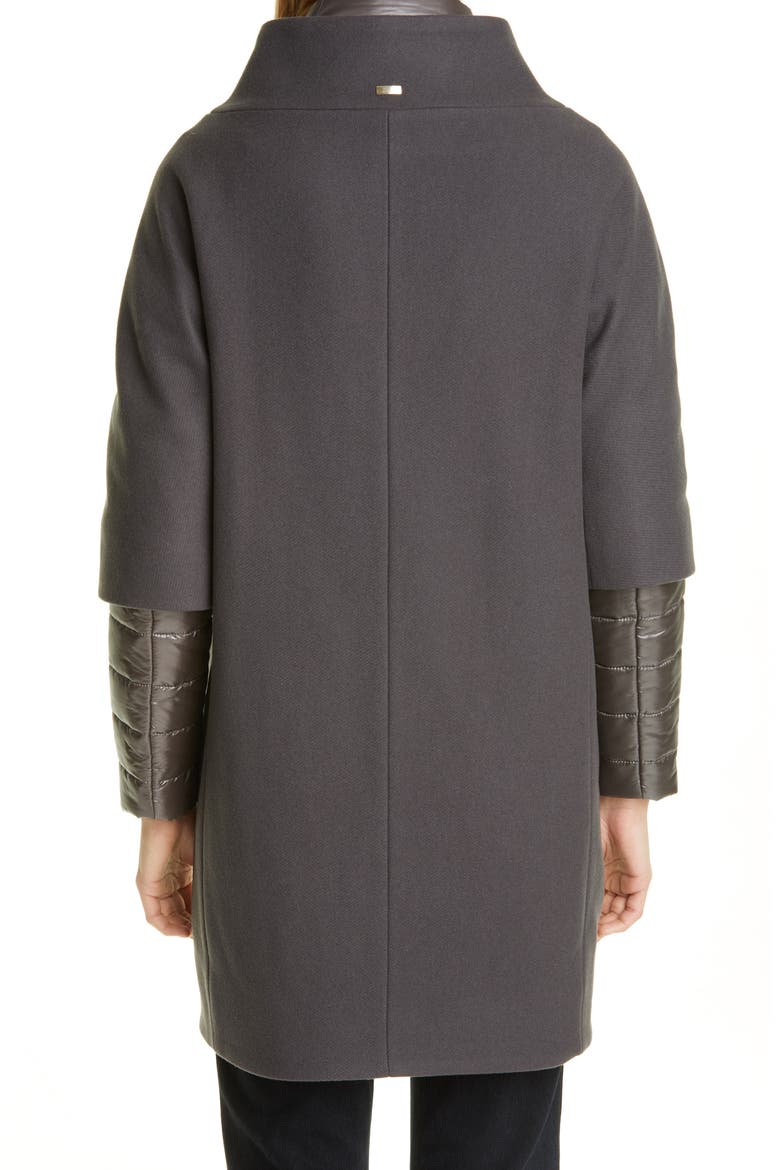 Wool Blend Cocoon Coat with Removable Sleeves & Bib, Alternate, color, CHARCOAL
