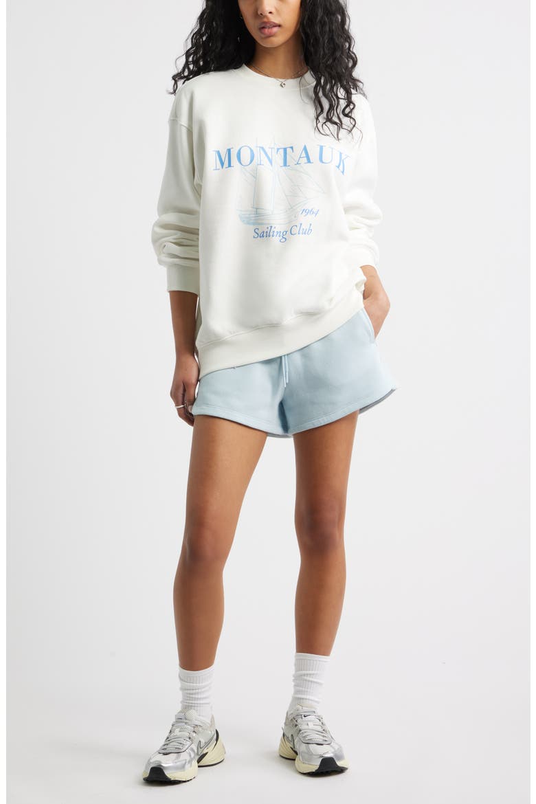 Oversize Crewneck Graphic Sweatshirt, Alternate, color, IVORY- BLUE MONTAUK