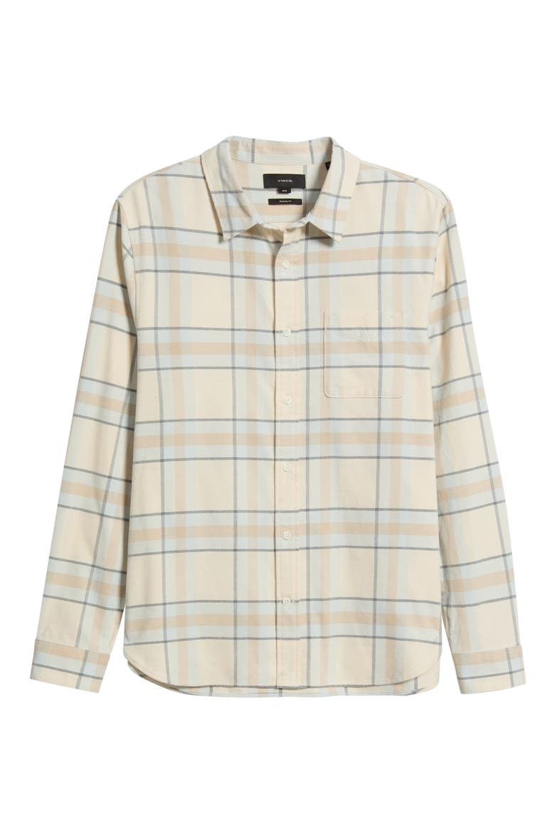 Holme Plaid Cotton Corduroy Button-Up Shirt, Alternate, color, BLANCO COMBO