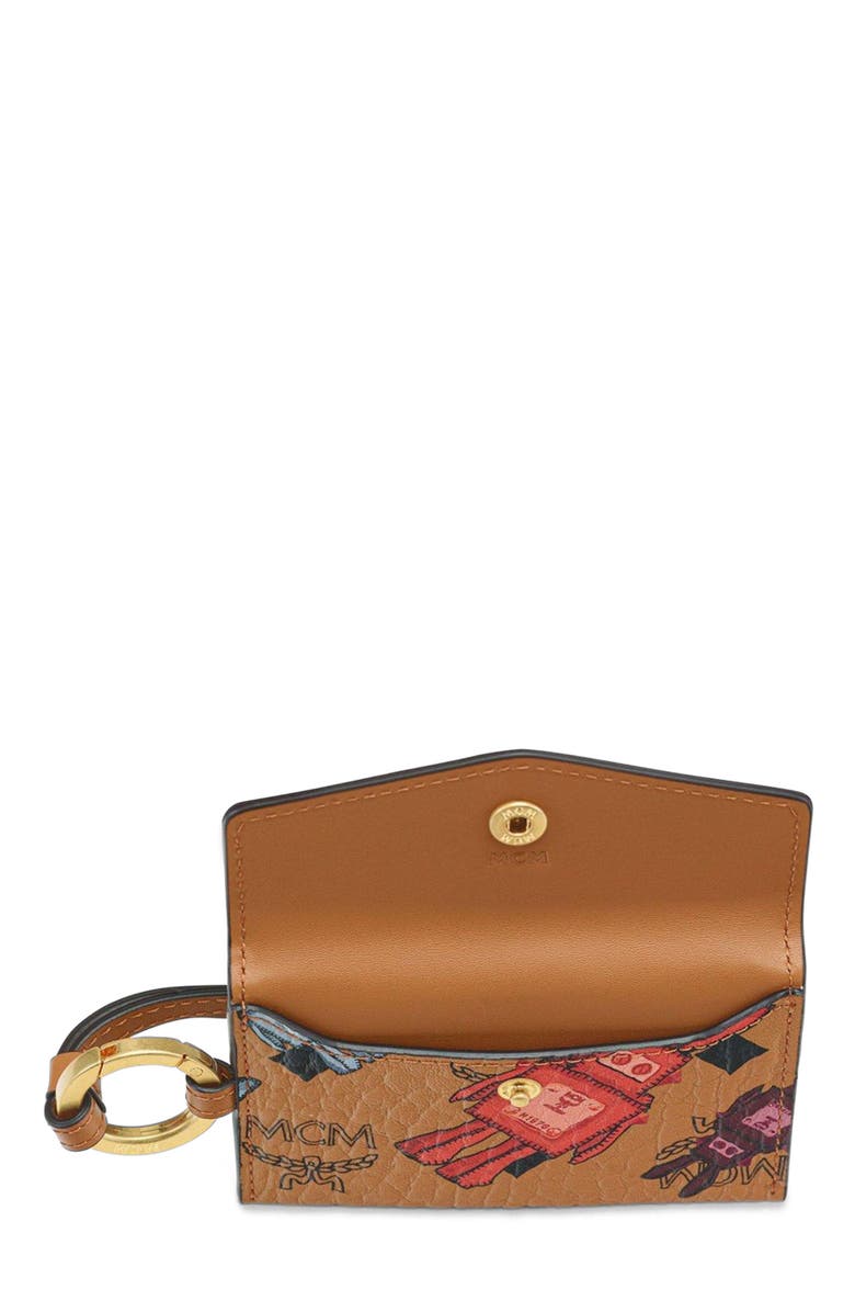 MCM Aren Lanyard ID Wallet in Rabot Visetos, Alternate, color, Cognac