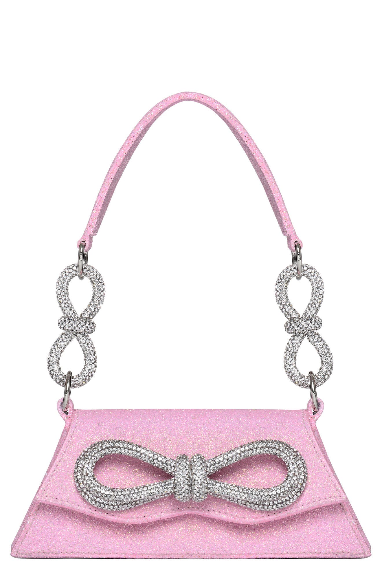 Mach & Mach Medium Samantha Double Bow Glitter Top Handle Bag, Main, color, 