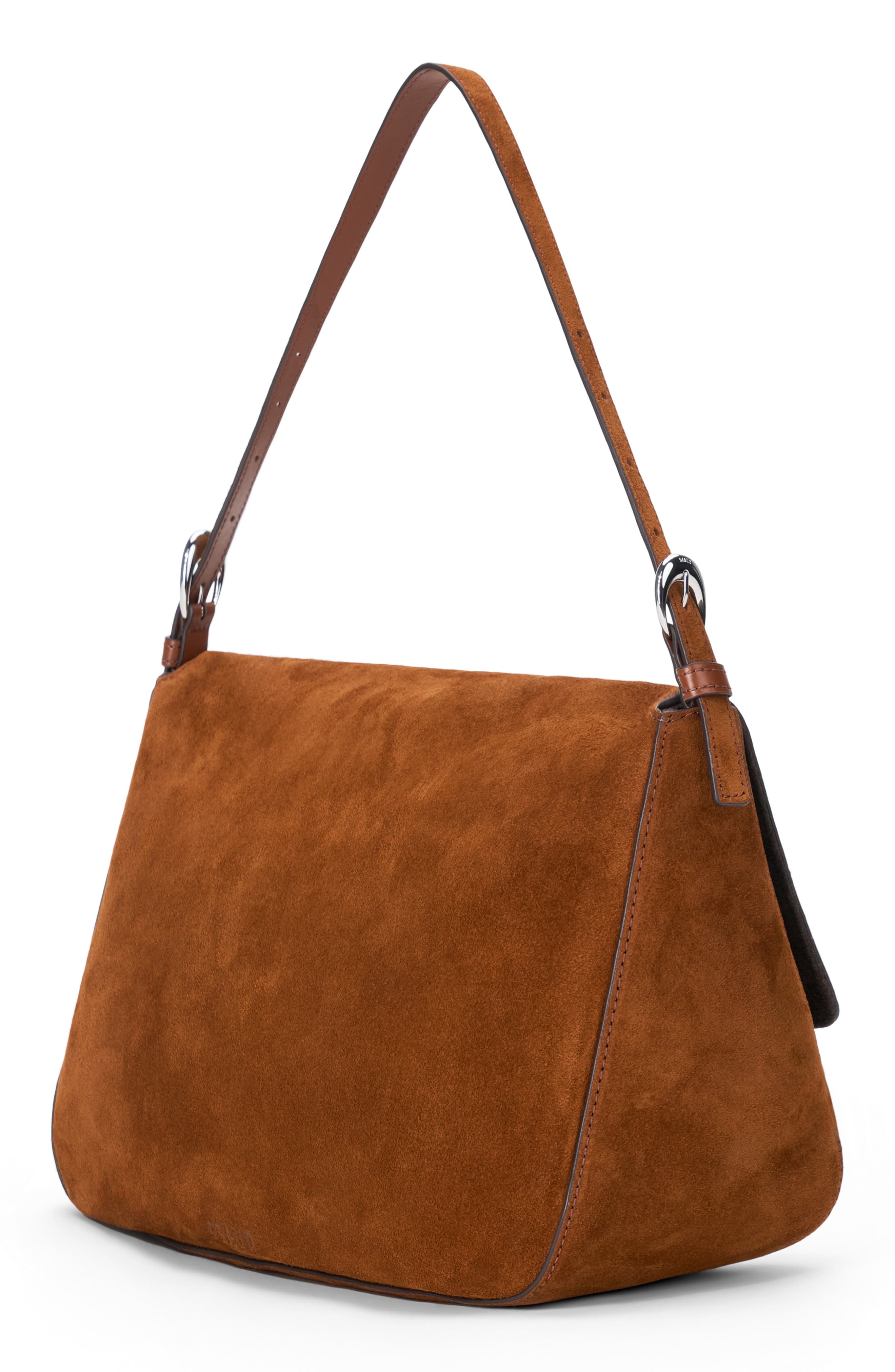 STAUD Medium Harlow Suede Shoulder Bag, Alternate, color, Tabac