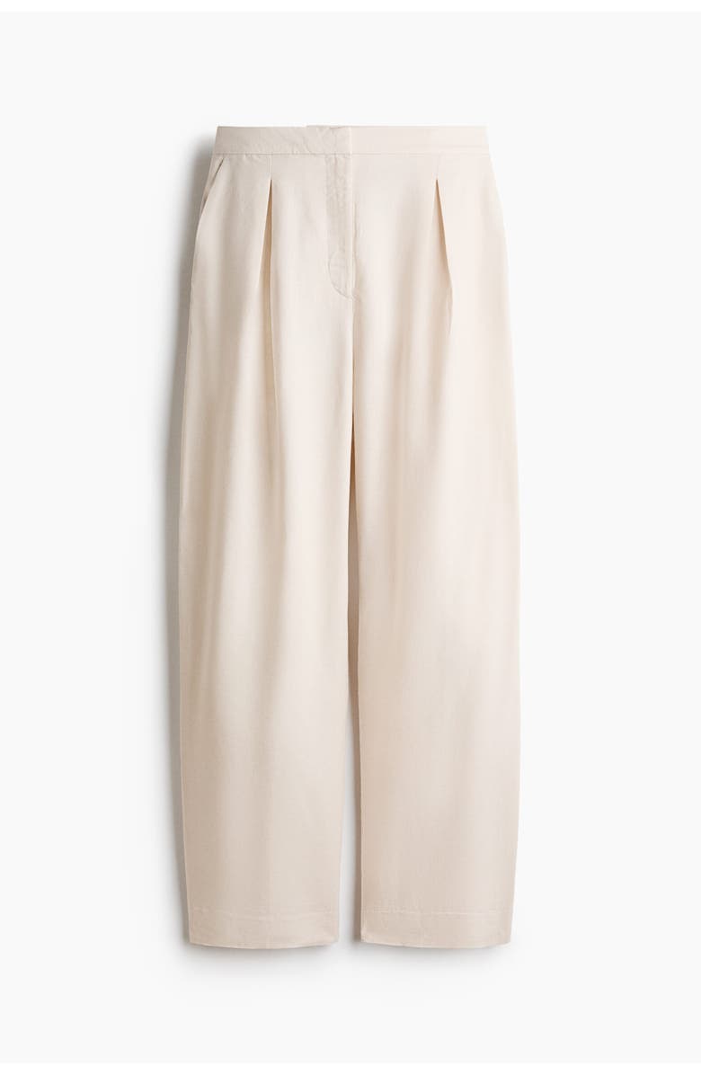 H&M Linen-blend Barrel Trousers, Alternate, color, Cream