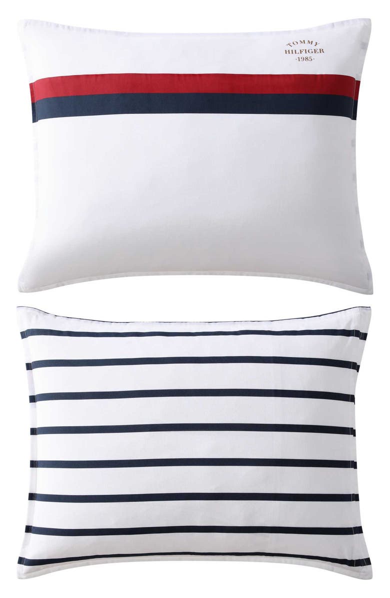 Tommy Hilfiger Classic Stripe Duvet Cover & Shams Set, Alternate, color, White/ Red/ Navy