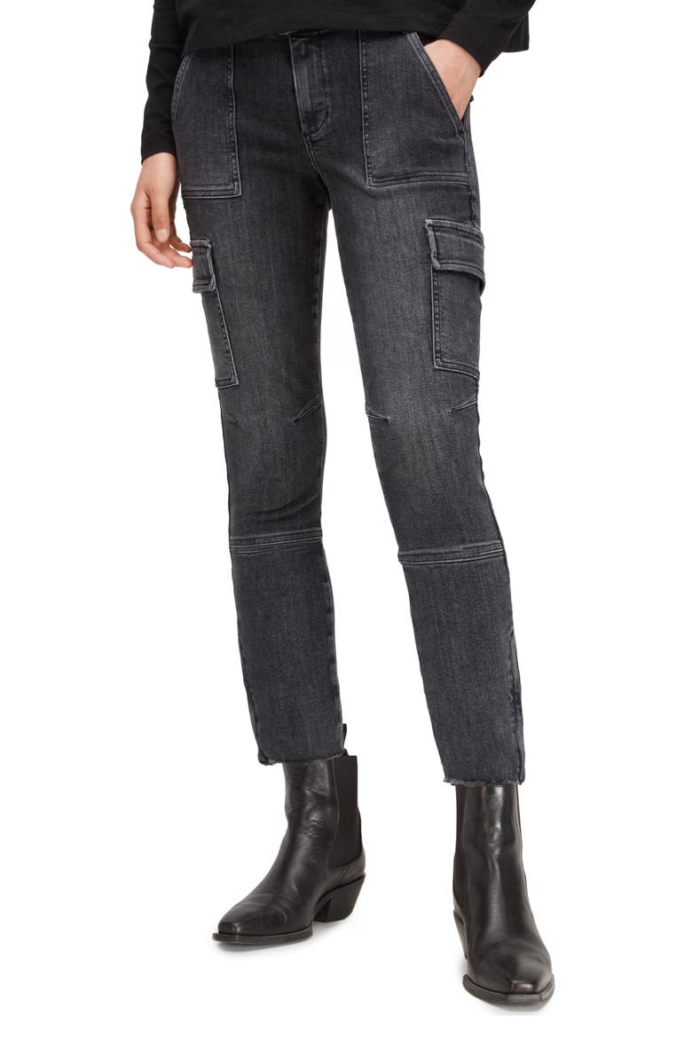 Duran Skinny Cargo Jeans, Main, color, WASHED BLACK