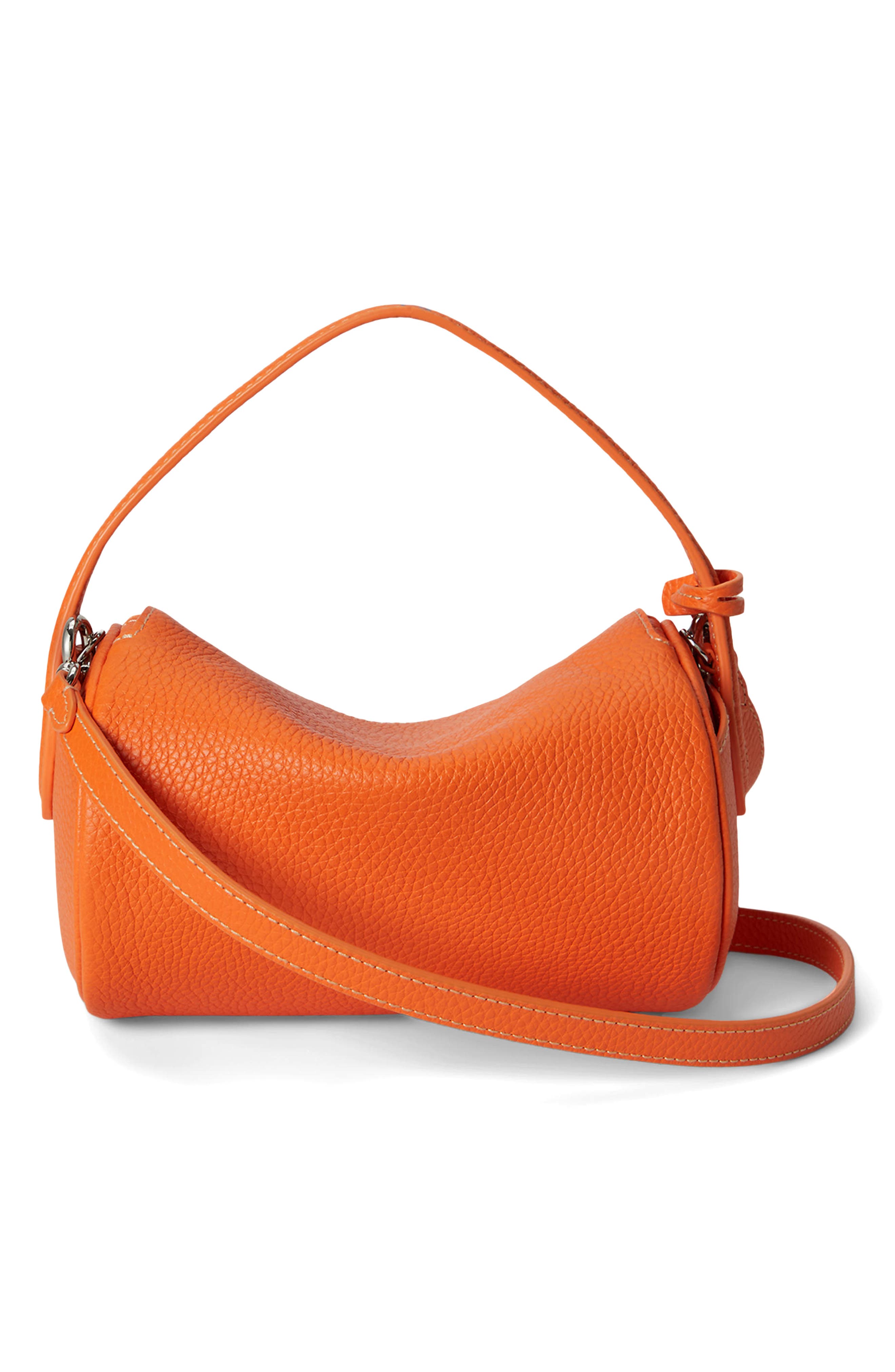 Pebbled Leather Mini Duffel Bag, Alternate, color, ORANGE PEEL