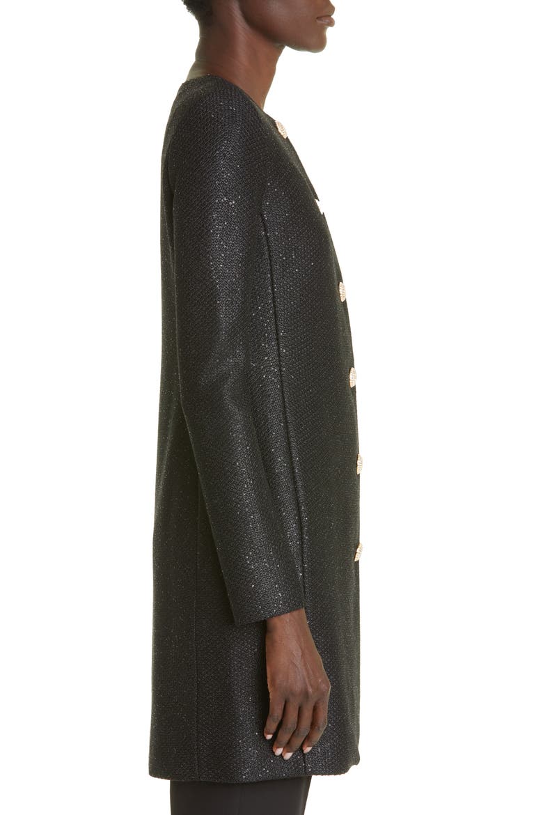 Sequin Knit Three Quarter Jacket, Alternate, color, BLACK