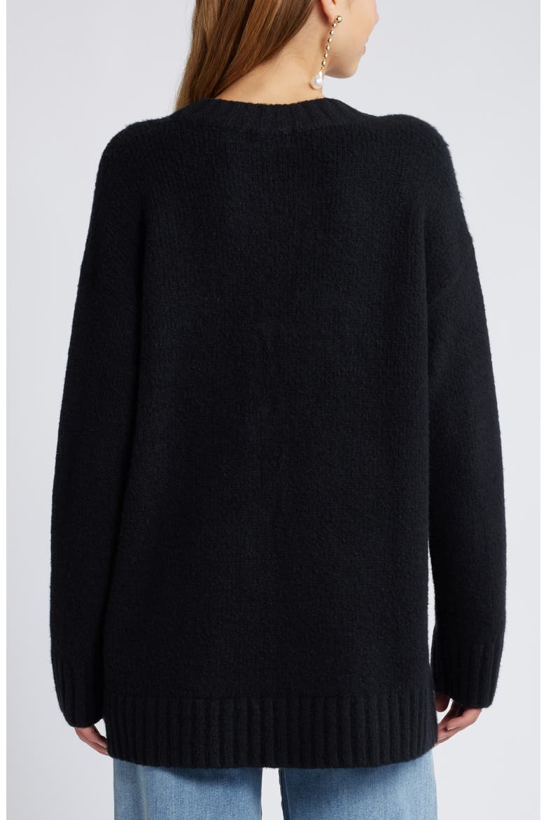Oversize V-Neck Sweater, Alternate, color, BLACK