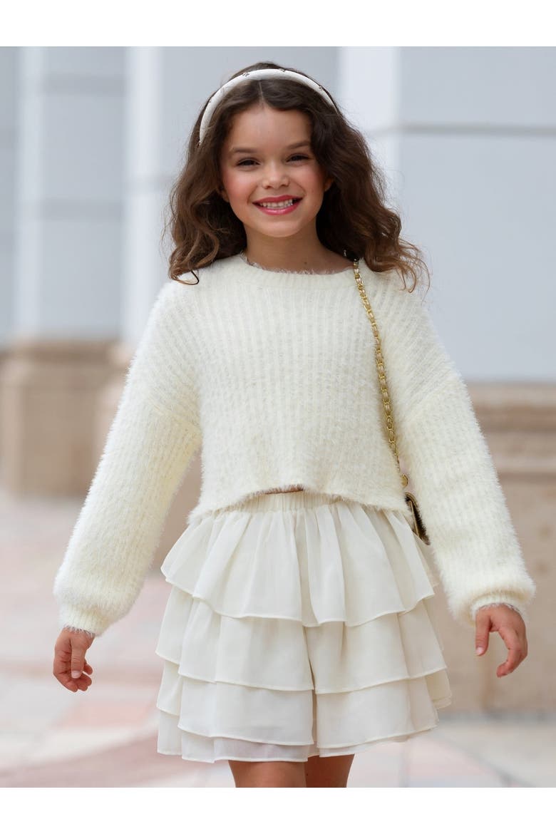Dreams Cozy Sweater and Tiered Skirt Set, Alternate, color, Ivory
