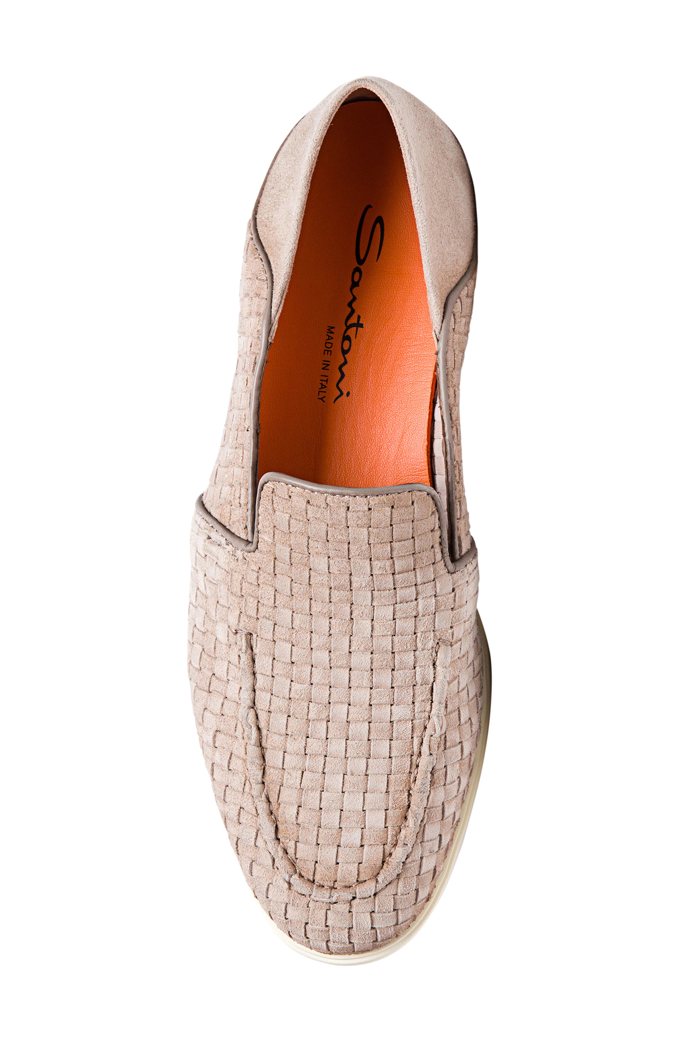 Santoni Woven Loafer, Alternate, color, Light Brown