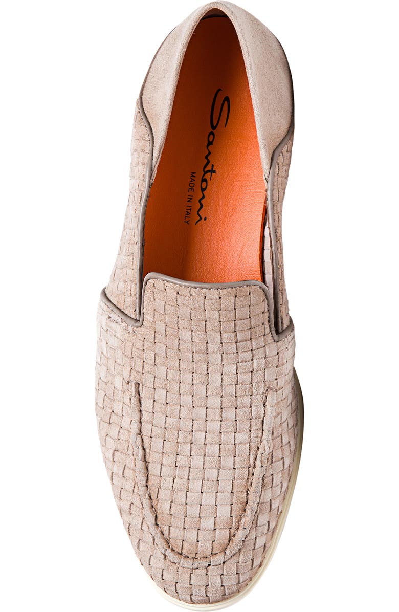 Santoni Woven Loafer, Alternate, color, Light Brown