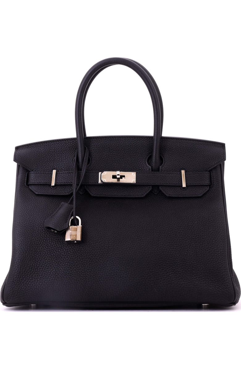 Pre-Owned Hermes Birkin Handbag Black Togo with Palladium Hardware 30, Main, color, Noir