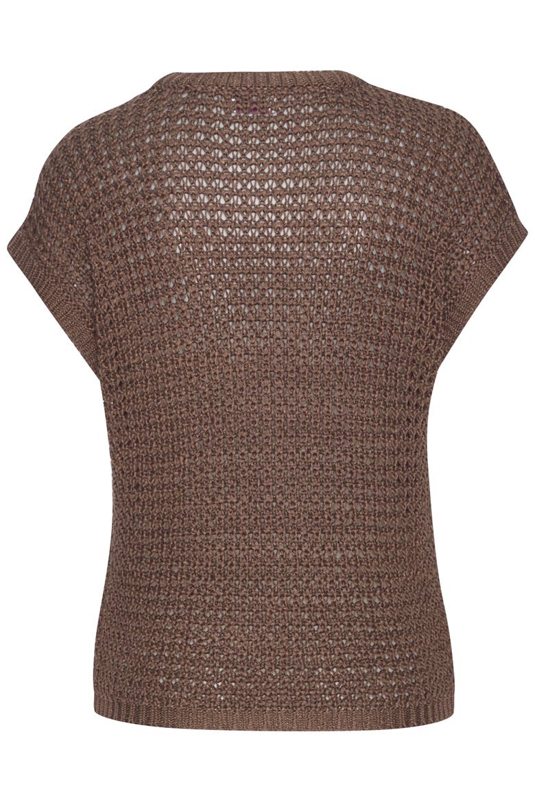 Short Sleeve Openwork Sweater, Alternate, color, Taupe