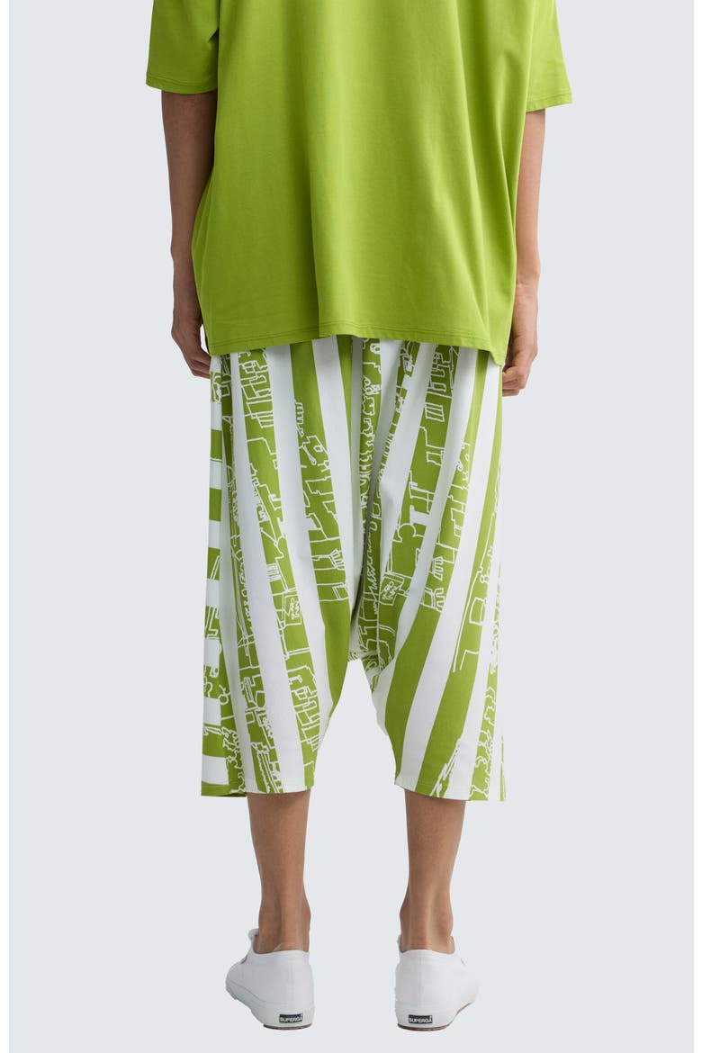 Thessaly Striped Jersey Harem Pants, Alternate, color, Lime