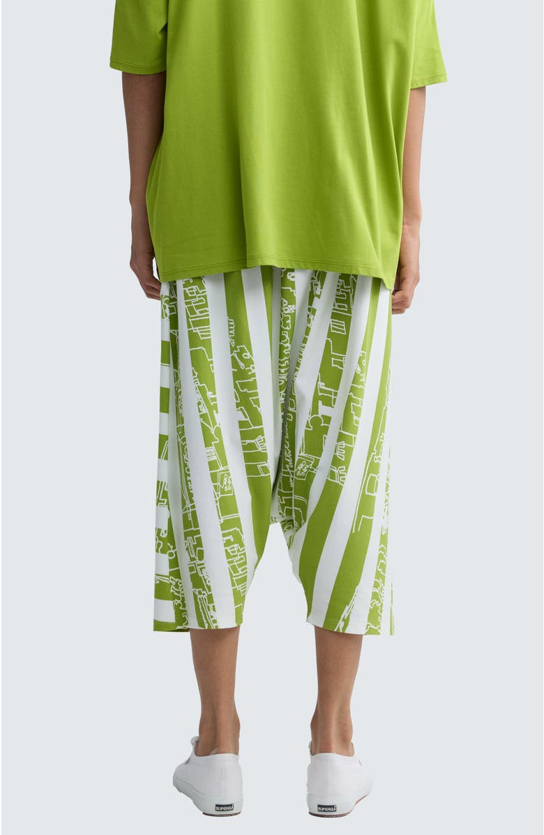 LUUKAA Thessaly Striped Jersey Harem Pants, Alternate, color, Lime