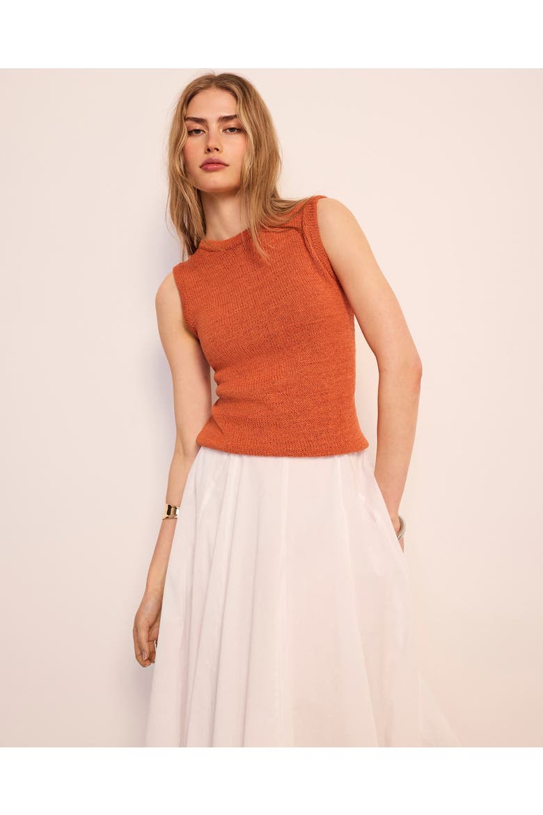 Cotton Blend Knit Top, Alternate, color, Orange