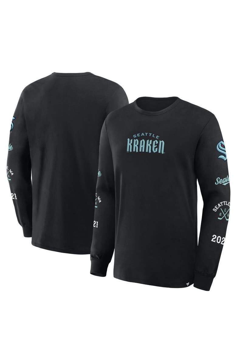 FANATICS Men's Fanatics Black Seattle Kraken Boxed In Legacy Long Sleeve T-Shirt, Main, color, Black