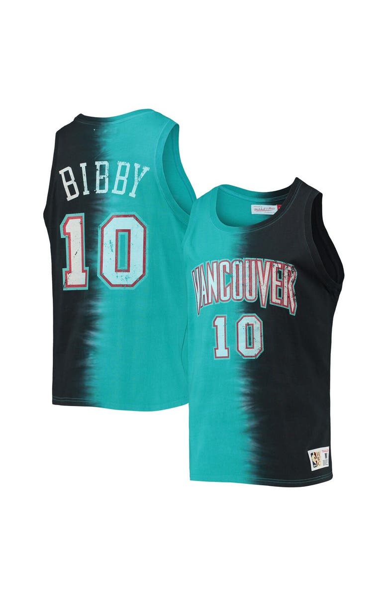 Mitchell & Ness Men's Mitchell & Ness Mike Bibby Turquoise/Black Vancouver Grizzlies Hardwood Classics Tie-Dye Name & Number Tank Top, Main, color, 