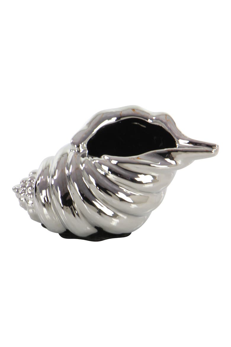 Silver Ceramic Shell Sea Life Sculpture - Set of 3, Alternate, color, SILVER
