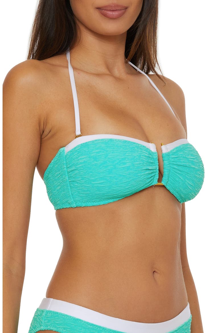 Indio Banded Bandeau Swim Top, Alternate, color, AQUA