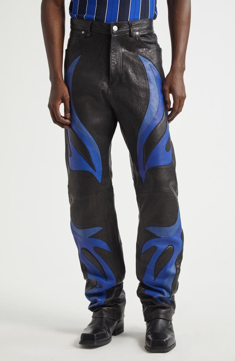 Martine Rose Appliqué Leather Trousers, Main, color, 