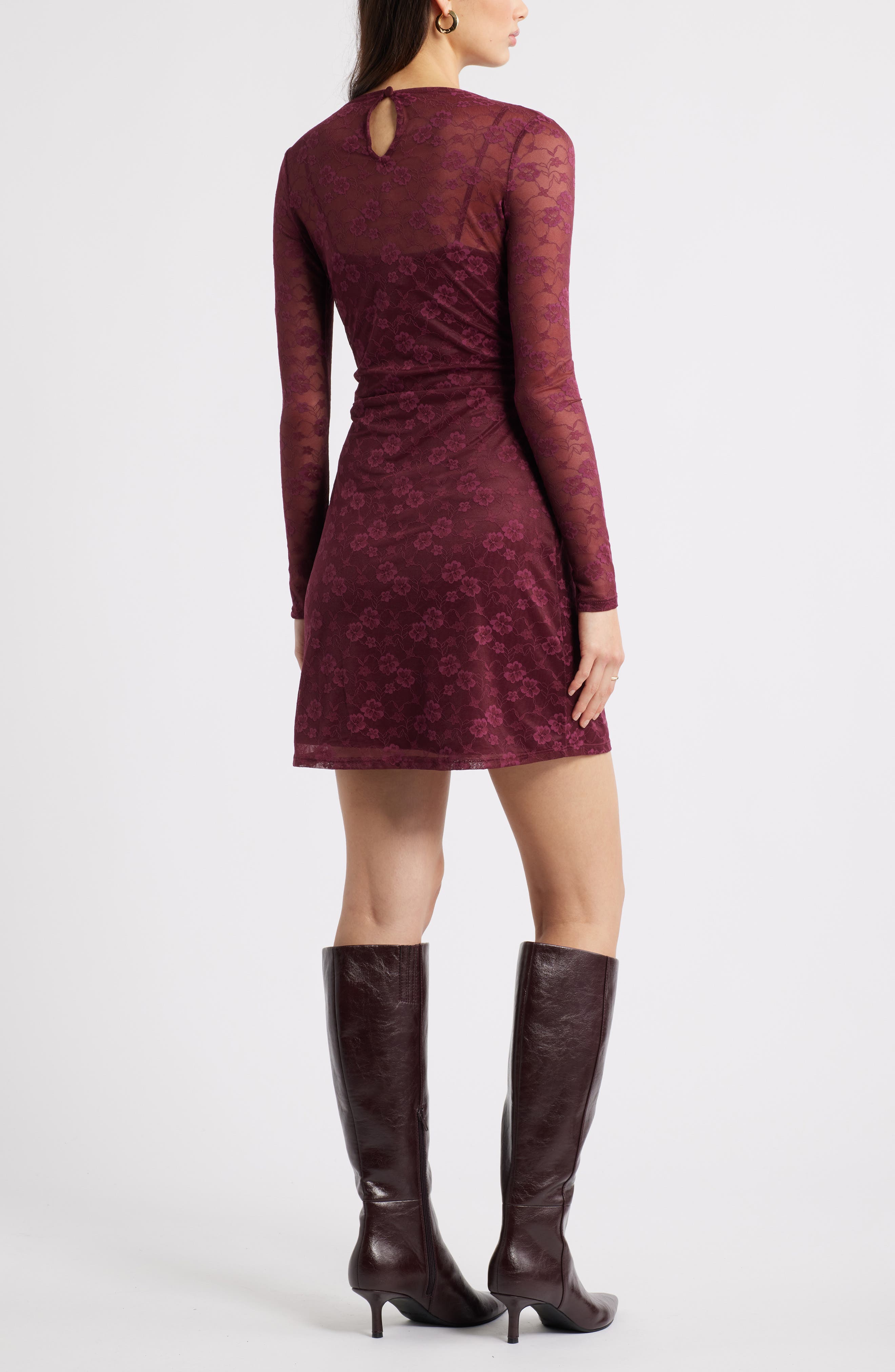 Long Sleeve Lace Body-Con Dress - image 4