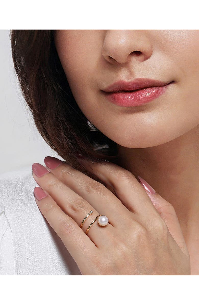 Gabriel & Co. 14K Gold Diamond & Pearl Wide Band Wrap Ring, Alternate, color, Gold