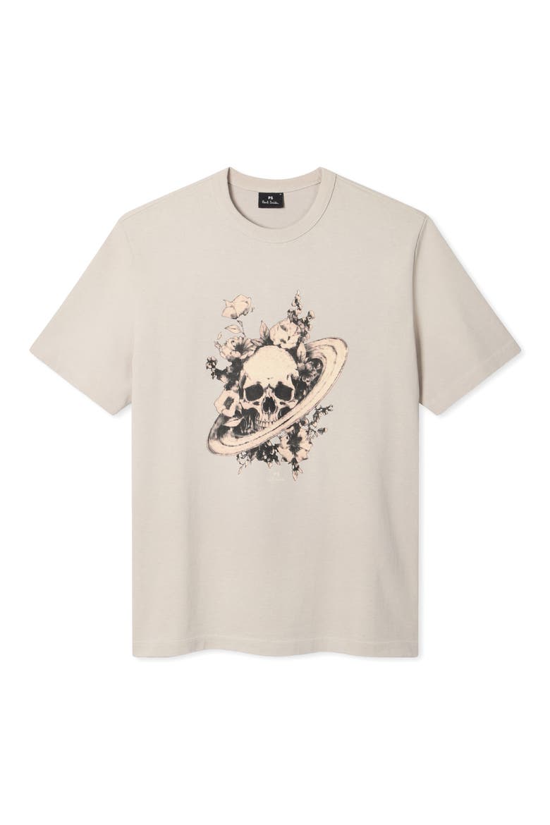 Skull Floral Graphic T-Shirt, Alternate, color, GREY