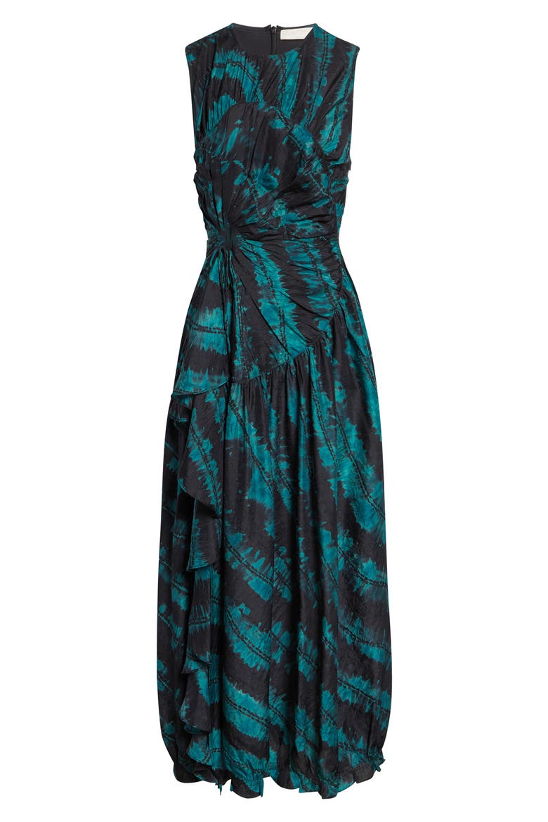 Veda Shibori Silk Dress, Alternate, color, MALACHITE