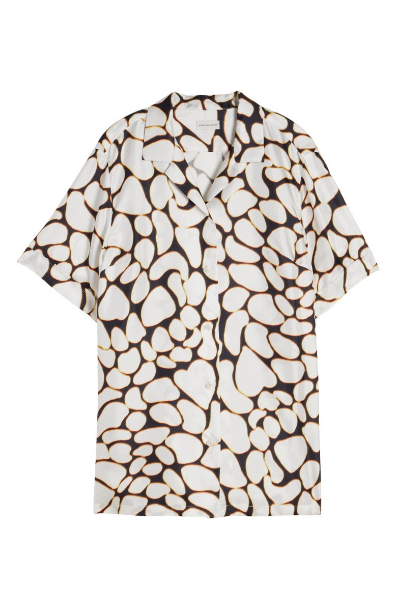 Dries Van Noten Clive Print Silk Camp Shirt, Alternate, color, Off White
