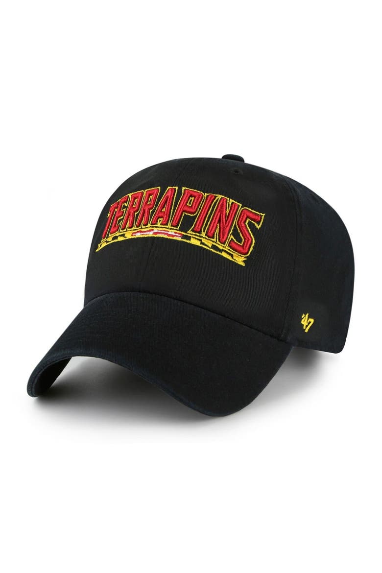 Men's '47 Black Maryland Terrapins Clean Up Adjustable Hat, Main, color, Black