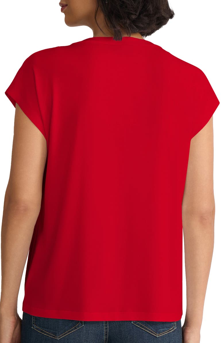 Jones New York Lace-Up Crepe Top, Alternate, color, Rouge