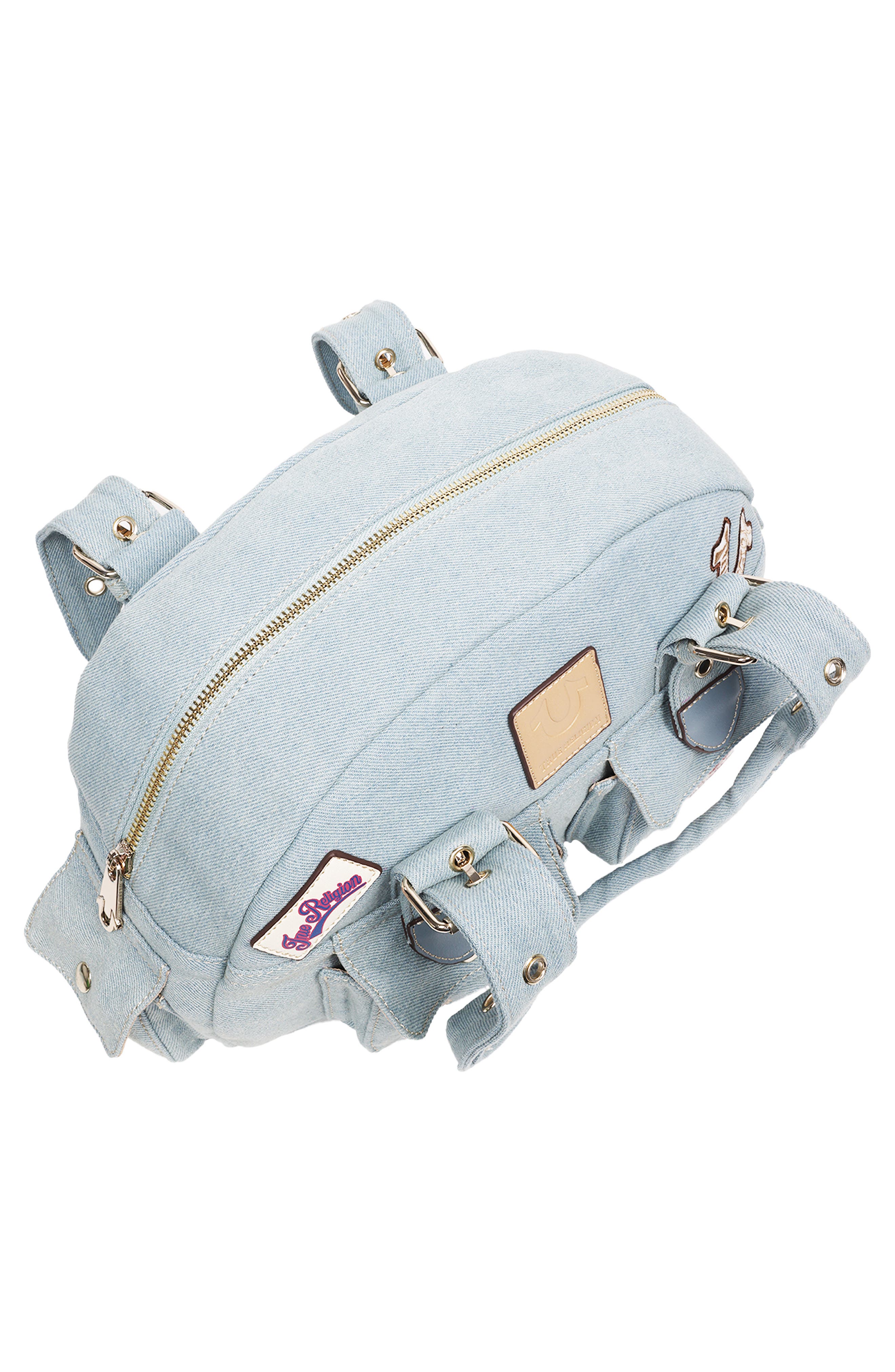 True Religion Multipatch Satchel Bag, Alternate, color, Denim
