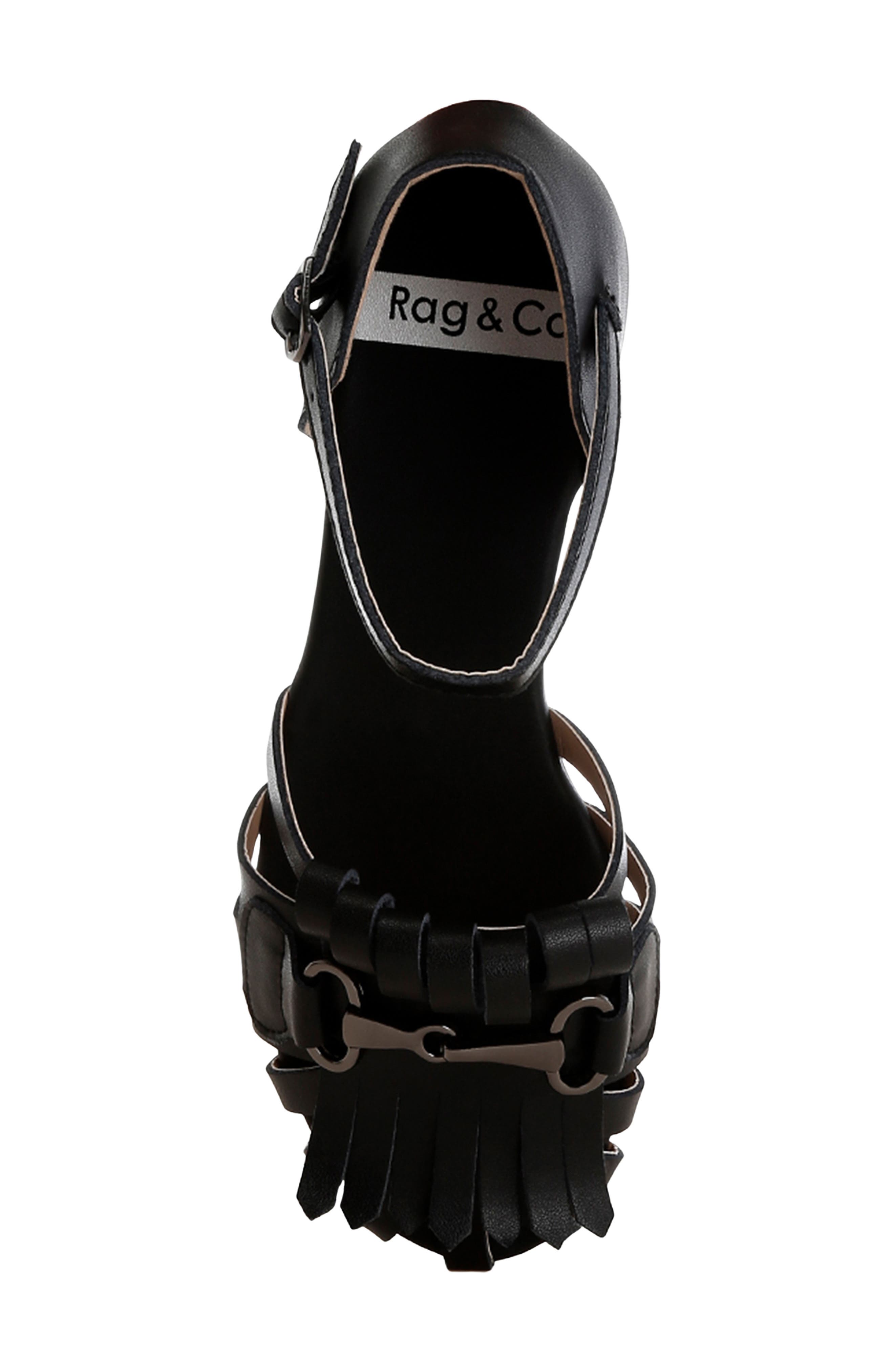 Rag & Co Ramita Kiltie Fringe Sandal, Alternate, color, Black