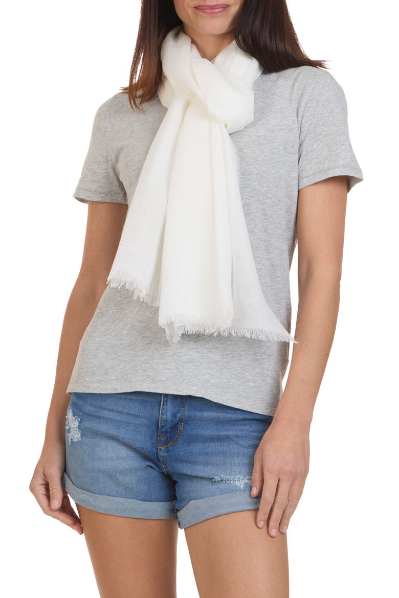 Solid Fringe Scarf, Main, color, WHITE